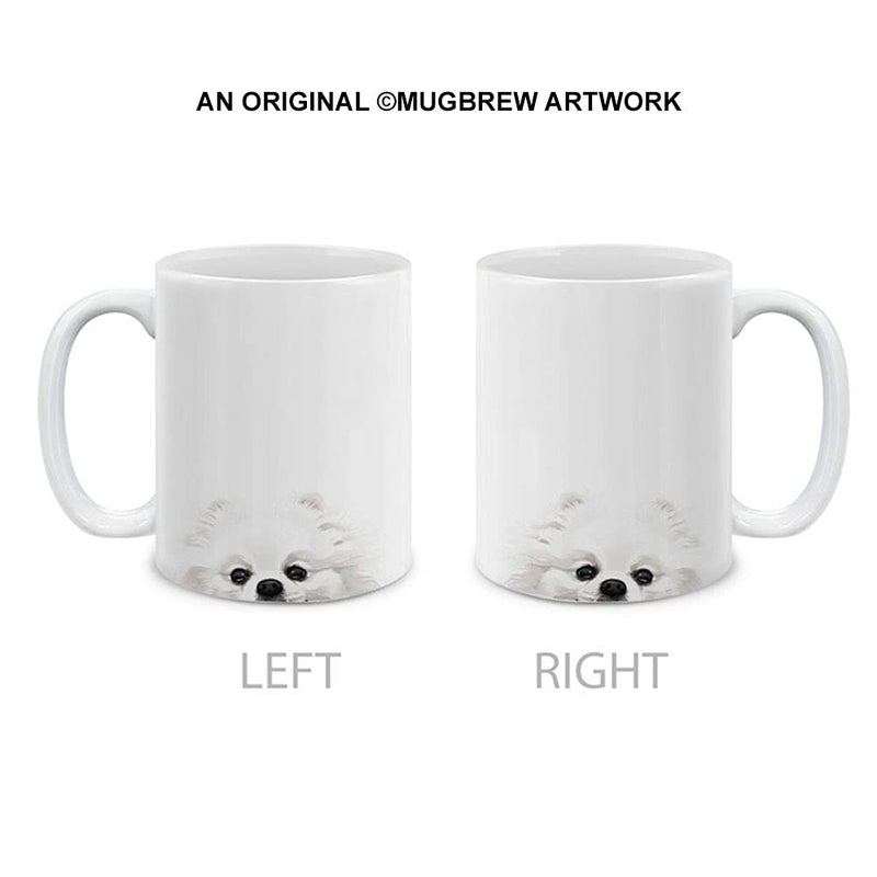 MUGBREW White Teacup Pomeranian Ceramic Coffee Mug Tea Cup, 11 OZ - Image 1